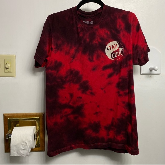 🖤5/$20 Black & Red Tie Dye Stay Cool Graphic Tee - Picture 2 of 6